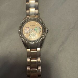 Fossil Silver Smartwatch with Crystal Accents